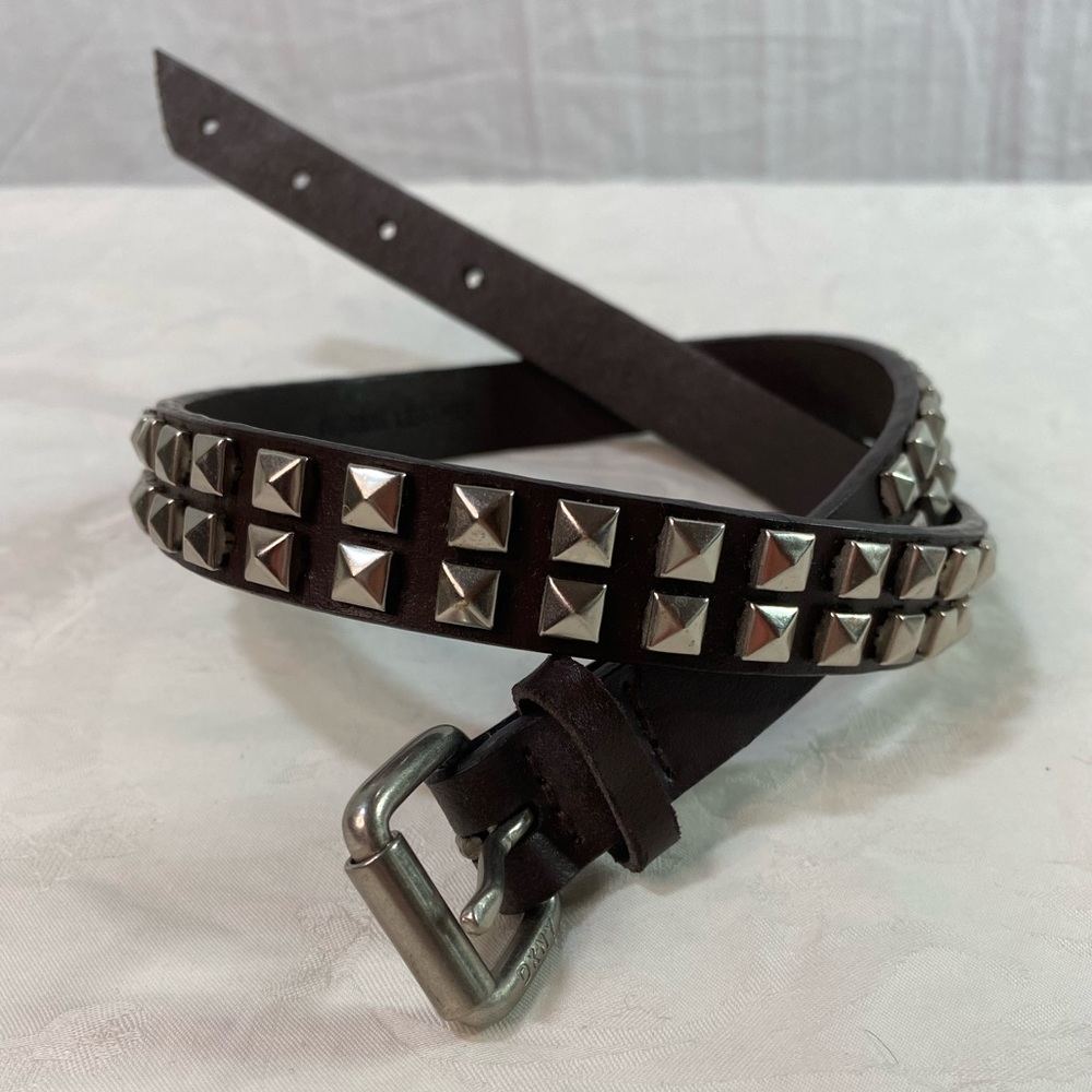 DKNY Jeans Chrome Studded Belt Sz S Genuine Leather